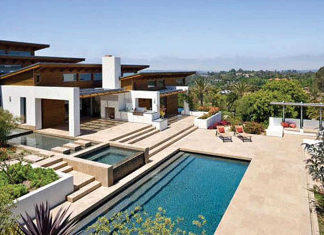 Luxury backyard with pool and spa